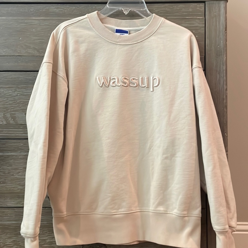 Wassup House 3D embroidery Basic Logo Cream Sweatshirt Small